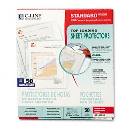 C-Line Products C-Line 62038 Top-Load Polypropylene Sheet Protectors  Standard  Ltr  Non-Glare  50/box 62038
